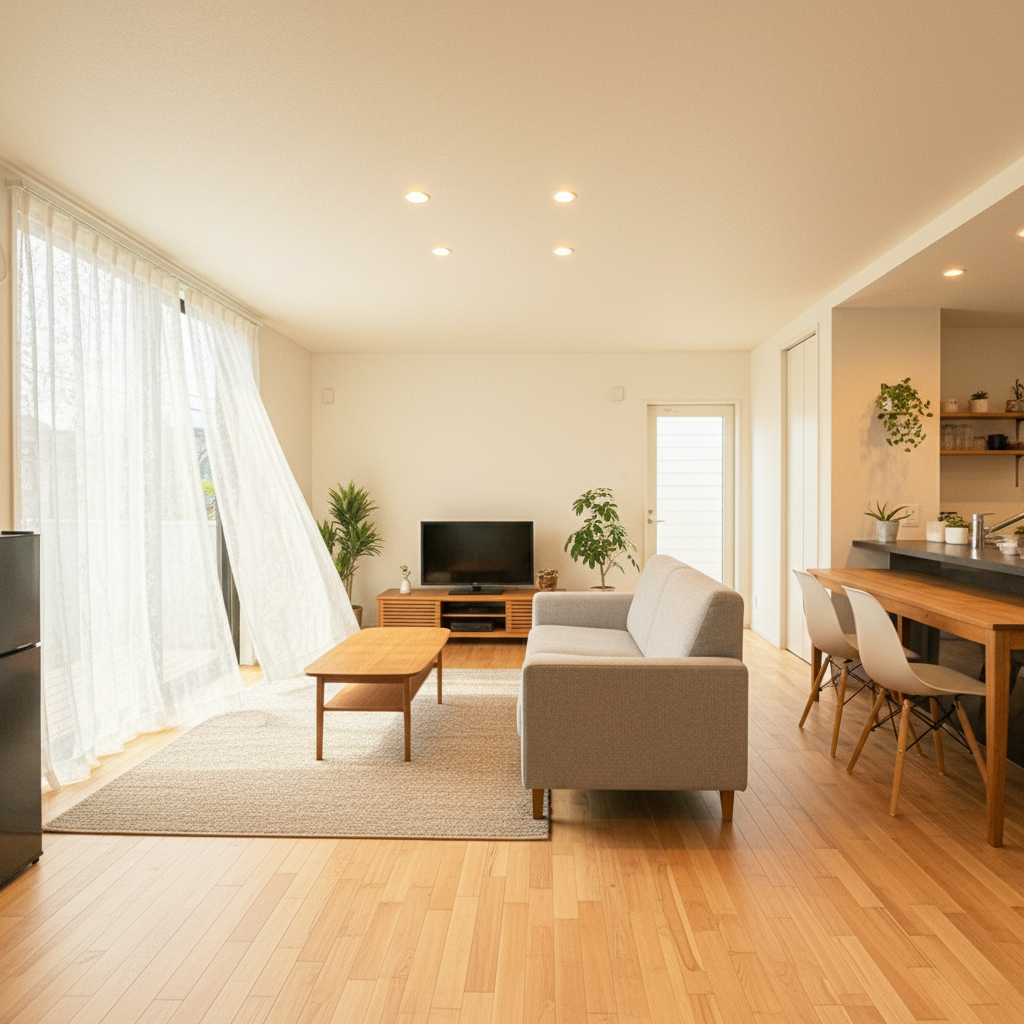 奈良県グループホームの明るい共有スペース - リビングルーム